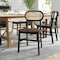 Flash Furniture Jacob Cane Rattan Dining and Event Chairs w/Solid Wood Frame and Seat, Natural/Black, 2PK SK-220902-NATBLK-GG - alternate 1